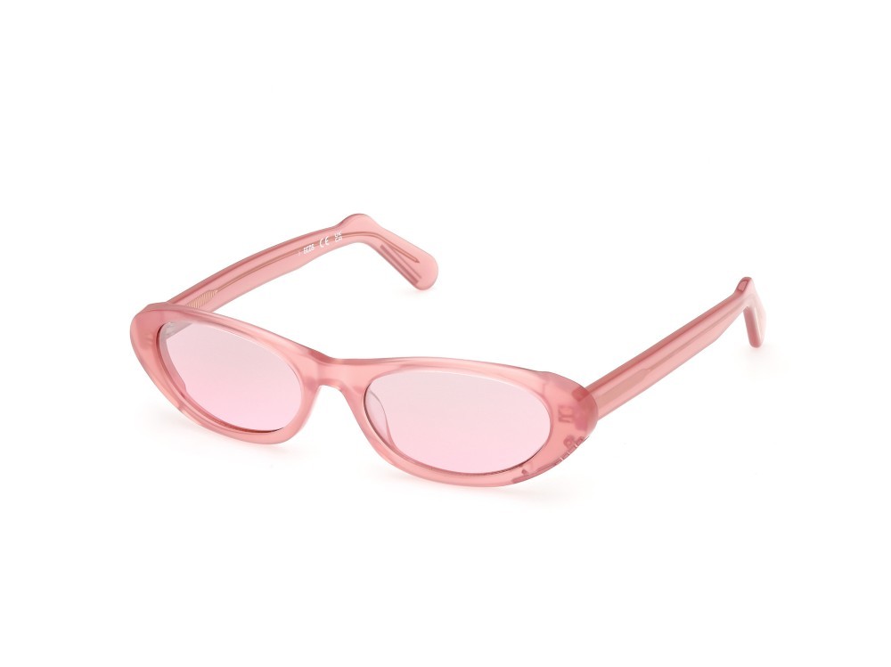 Sonnenbrillen GCDS GD0021 (75T) farbe fucsia perlato form cat-eye gläser bordeaux sfumato