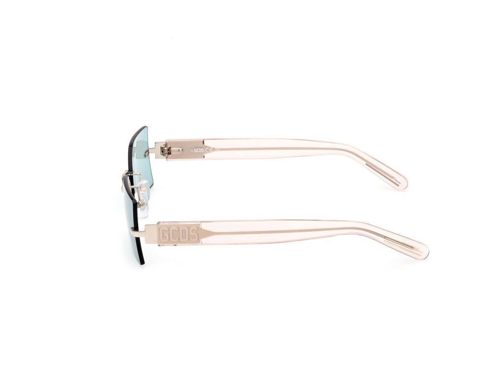 Sunglasses GCDS GD0033 (32N) color oro pallido lucido - marrone chiaro lucido shape geometric lenses verde