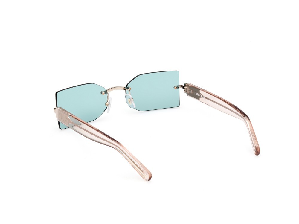 Sunglasses GCDS GD0033 (32N) color oro pallido lucido - marrone chiaro lucido shape geometric lenses verde