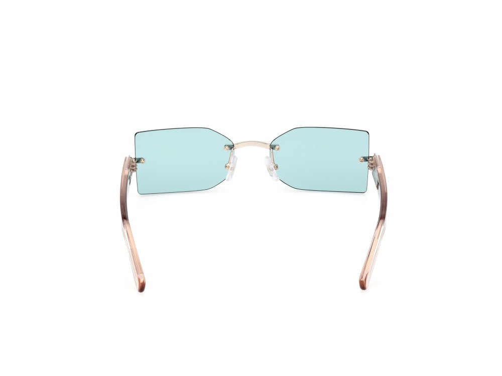 Sunglasses GCDS GD0033 (32N) color oro pallido lucido - marrone chiaro lucido shape geometric lenses verde