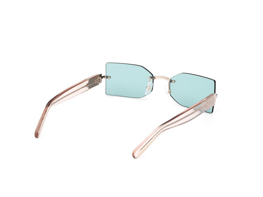 Sunglasses GCDS GD0033 (32N) color oro pallido lucido - marrone chiaro lucido shape geometric lenses verde