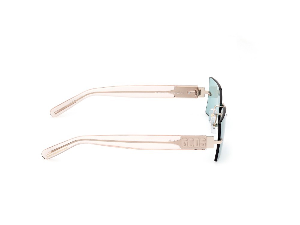 Sunglasses GCDS GD0033 (32N) color oro pallido lucido - marrone chiaro lucido shape geometric lenses verde