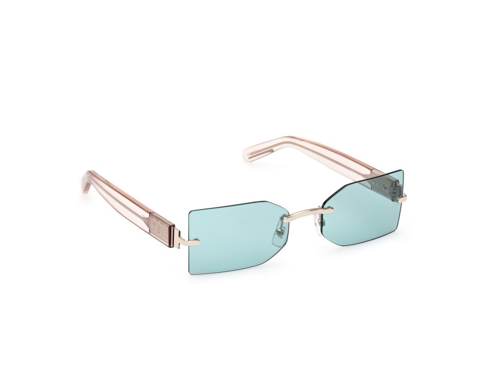Sunglasses GCDS GD0033 (32N) color oro pallido lucido - marrone chiaro lucido shape geometric lenses verde