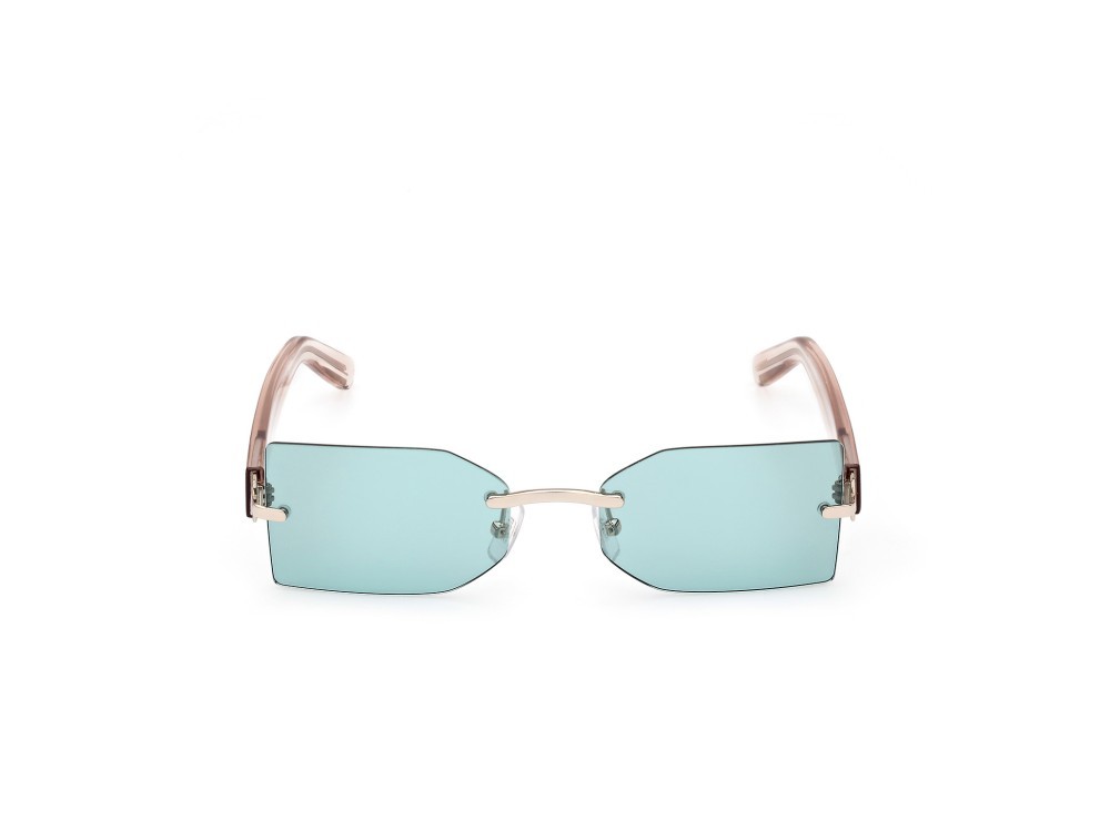 Sunglasses GCDS GD0033 (32N) color oro pallido lucido - marrone chiaro lucido shape geometric lenses verde