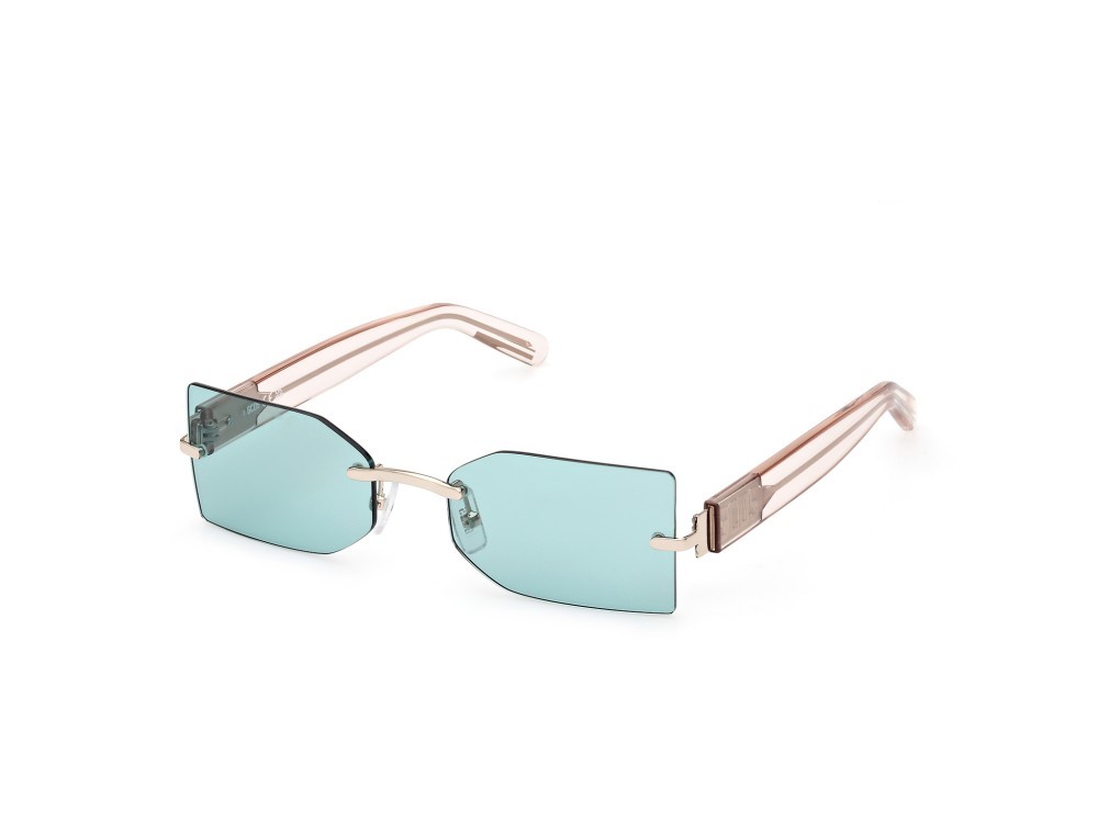 Sunglasses GCDS GD0033 (32N) color oro pallido lucido - marrone chiaro lucido shape geometric lenses verde