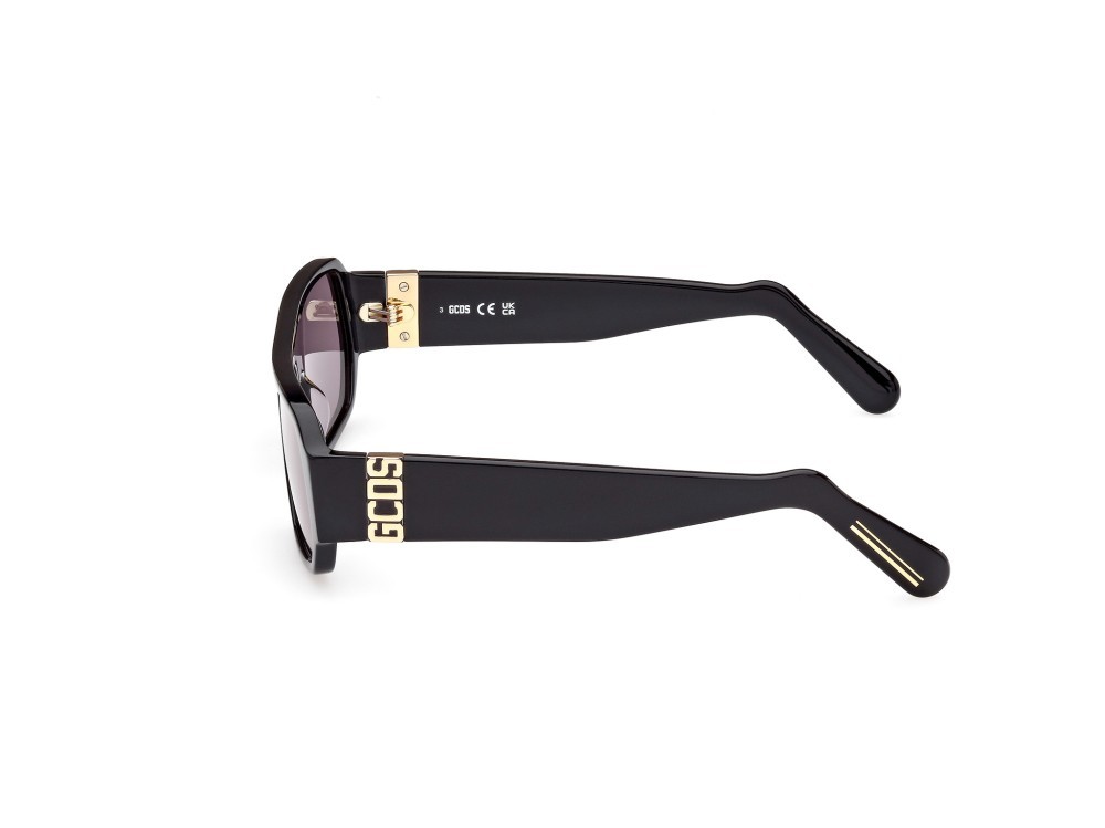 Sunglasses GCDS GD0034 (01A) color nero lucido shape geometric lenses bordeaux