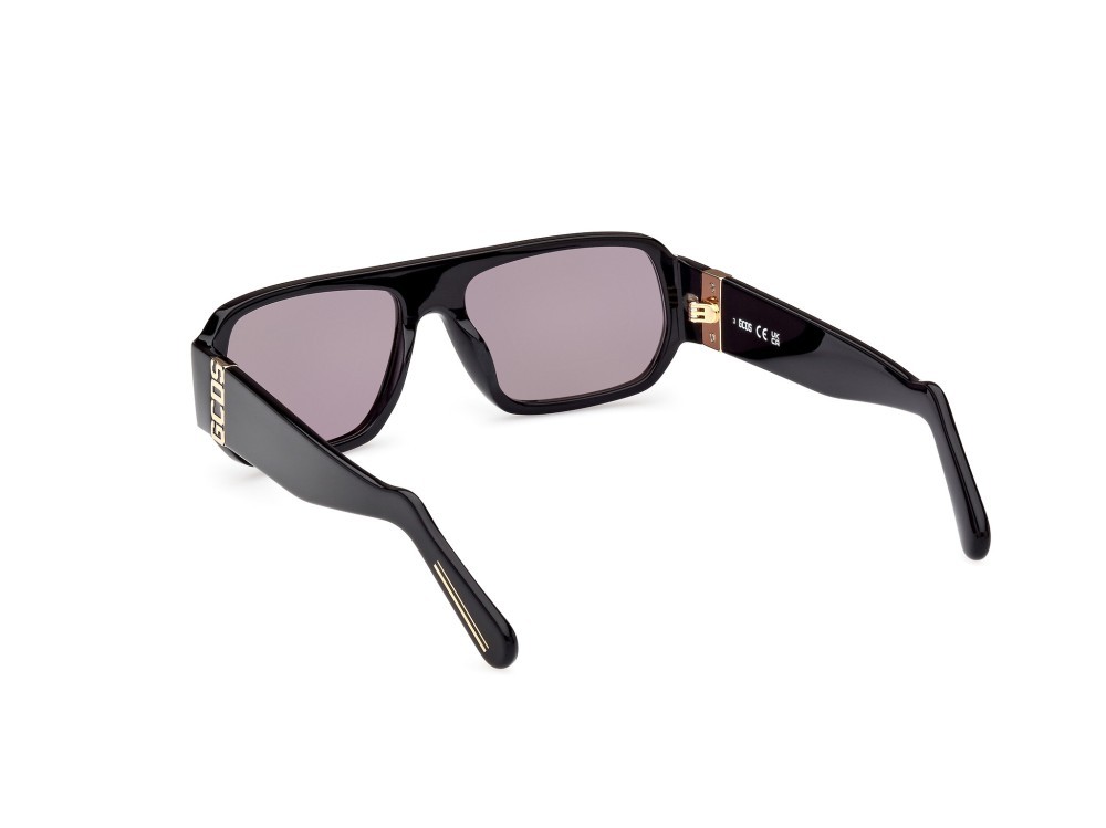 Sunglasses GCDS GD0034 (01A) color nero lucido shape geometric lenses bordeaux