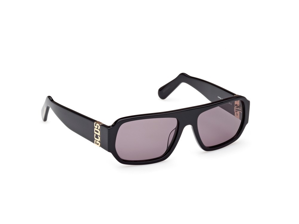 Sunglasses GCDS GD0034 (01A) color nero lucido shape geometric lenses bordeaux