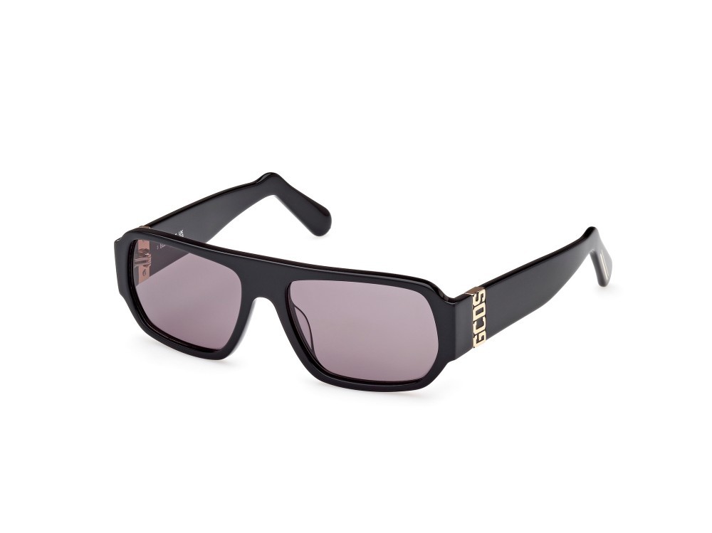 Sunglasses GCDS GD0034 (01A) color nero lucido shape geometric lenses bordeaux