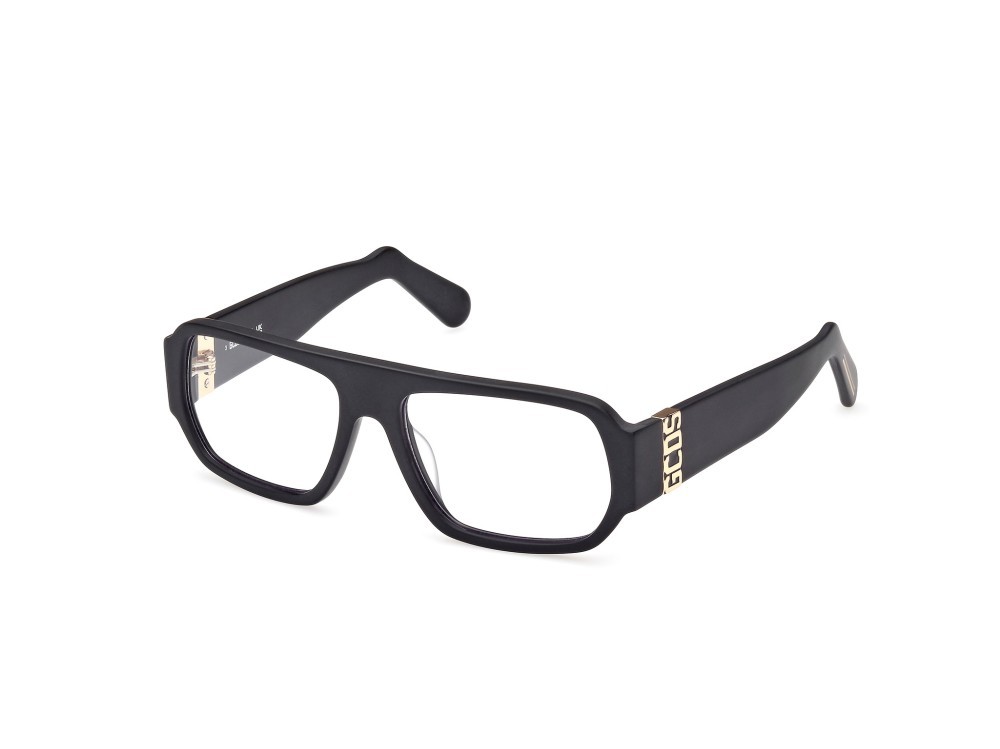 Sunglasses GCDS GD0034 (02X) color nero opaco shape geometric lenses blu