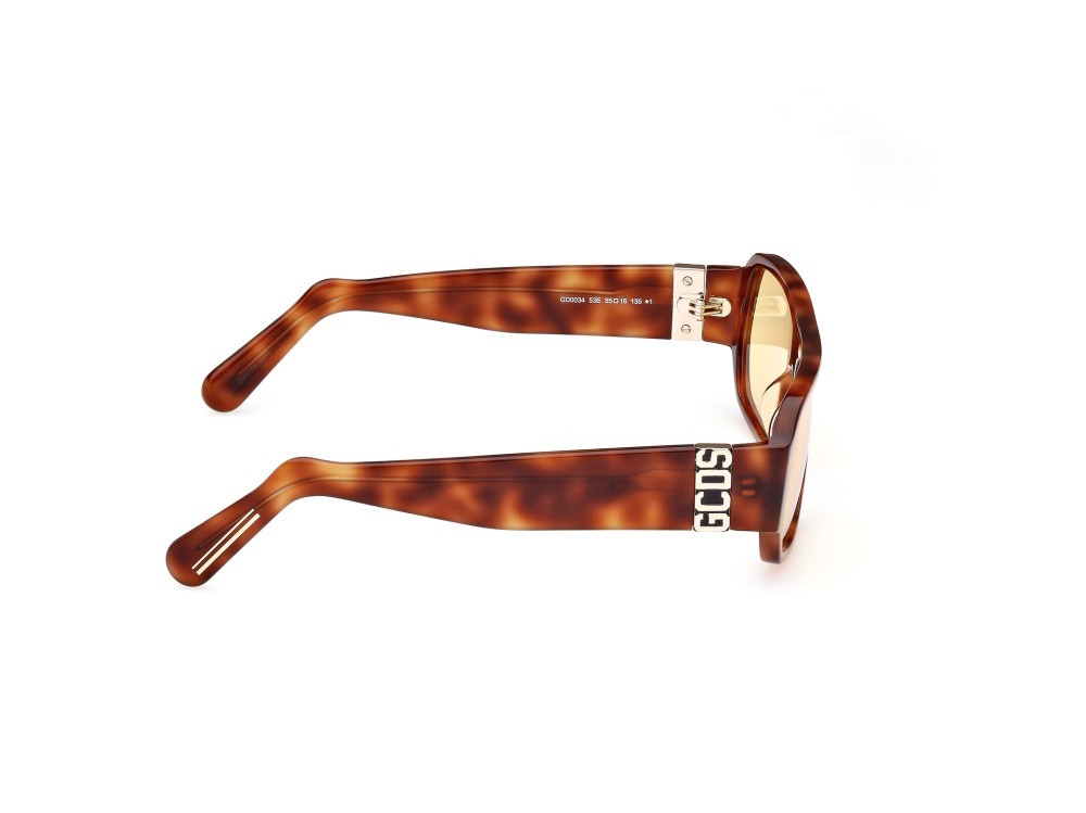 Sunglasses GCDS GD0034 (53E) color avana bionda shape geometric lenses marrone