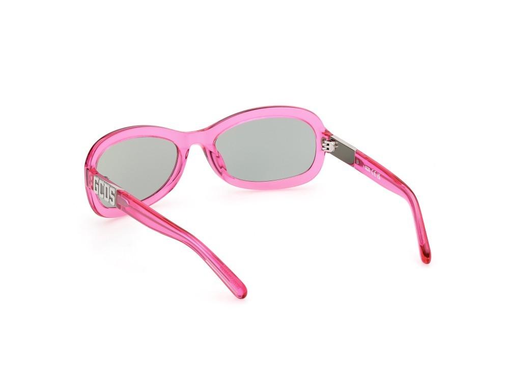 Sonnenbrillen GCDS GD0038 (77Q) farbe fucsia scuro lucido form oval gläser verde specchiato