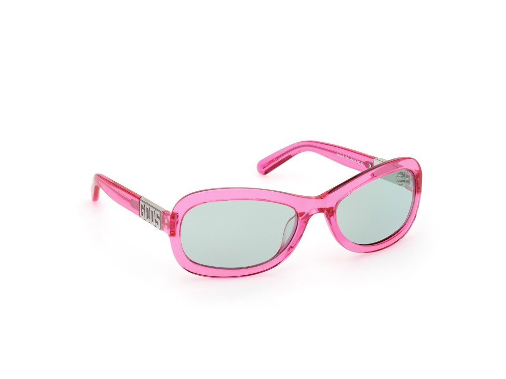 Sonnenbrillen GCDS GD0038 (77Q) farbe fucsia scuro lucido form oval gläser verde specchiato
