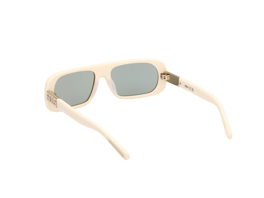 Sonnenbrillen GCDS GD0039 (21Q) farbe bianco lucido form geometrisch gläser verde specchiato