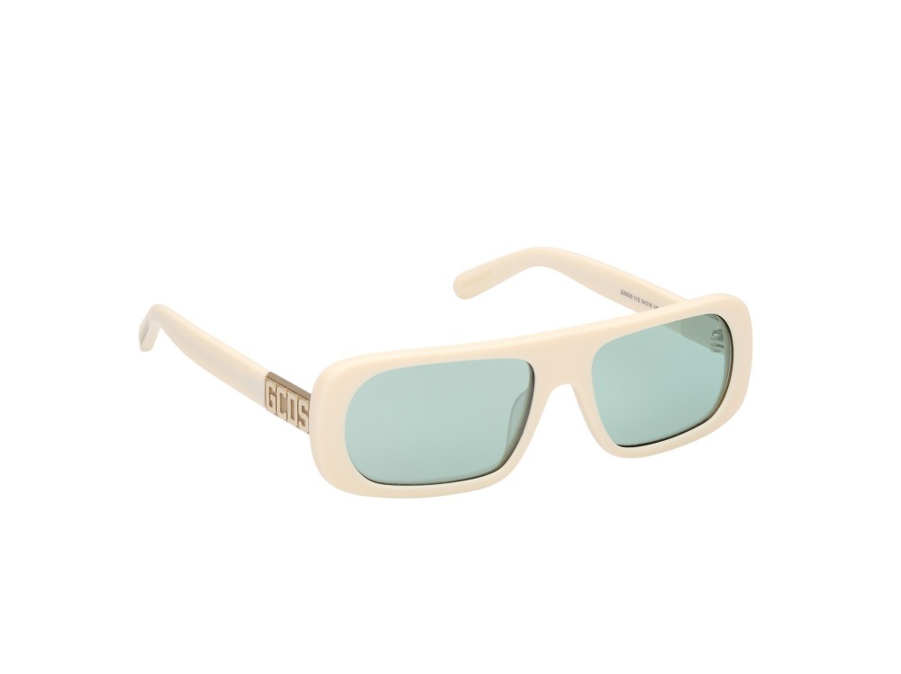 Sonnenbrillen GCDS GD0039 (21Q) farbe bianco lucido form geometrisch gläser verde specchiato