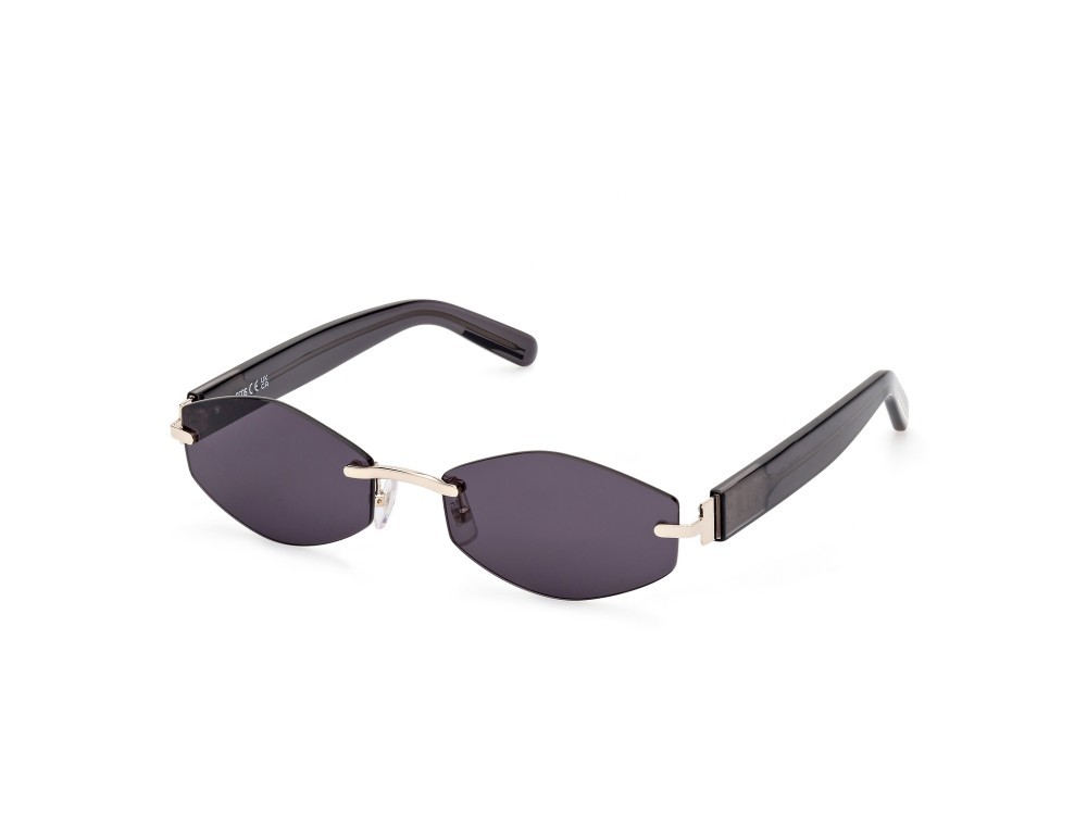 Sunglasses GCDS GD0040 (32A) color oro pallido lucido - grigio lucido shape geometric lenses fumo
