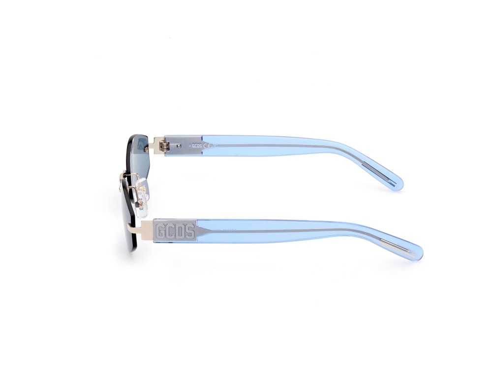 Occhiali da sole GCDS GD0040 (32V) colore oro pallido lucido - azzurro lucido forma geometrico lenti blu