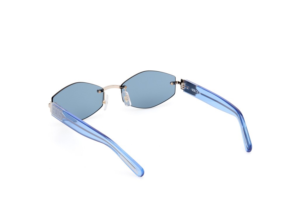 Occhiali da sole GCDS GD0040 (32V) colore oro pallido lucido - azzurro lucido forma geometrico lenti blu