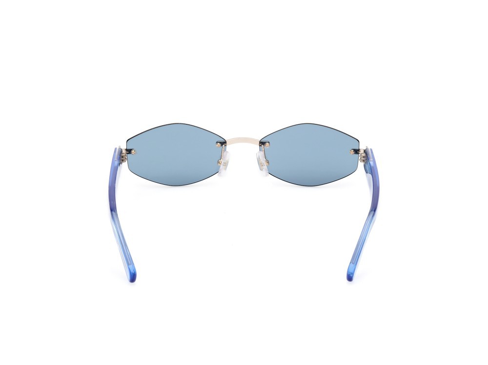 Occhiali da sole GCDS GD0040 (32V) colore oro pallido lucido - azzurro lucido forma geometrico lenti blu