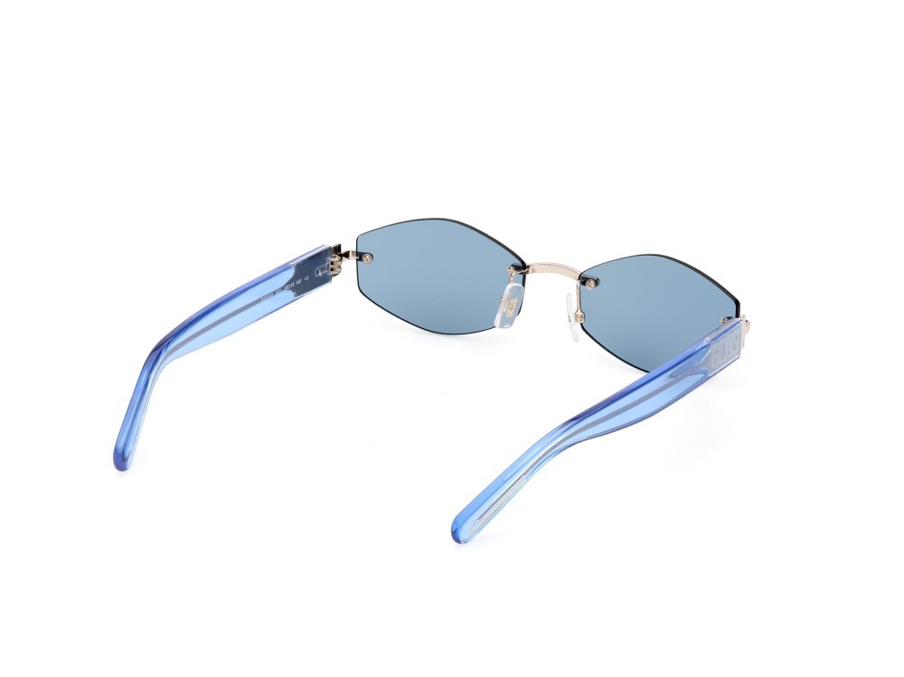 Occhiali da sole GCDS GD0040 (32V) colore oro pallido lucido - azzurro lucido forma geometrico lenti blu