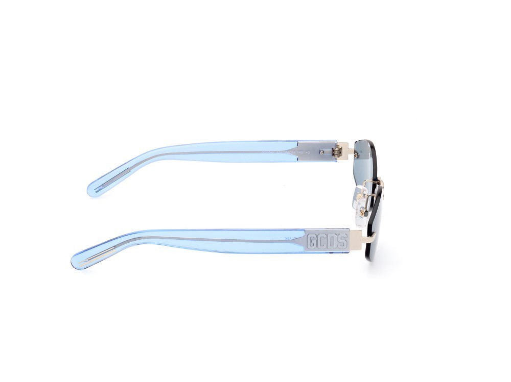 Occhiali da sole GCDS GD0040 (32V) colore oro pallido lucido - azzurro lucido forma geometrico lenti blu