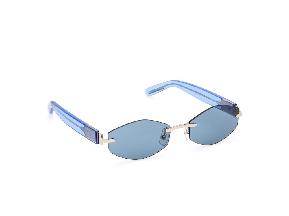Occhiali da sole GCDS GD0040 (32V) colore oro pallido lucido - azzurro lucido forma geometrico lenti blu
