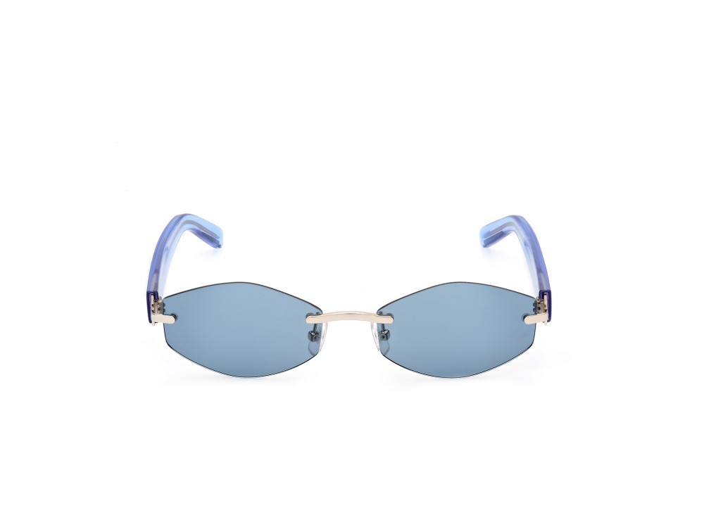 Occhiali da sole GCDS GD0040 (32V) colore oro pallido lucido - azzurro lucido forma geometrico lenti blu
