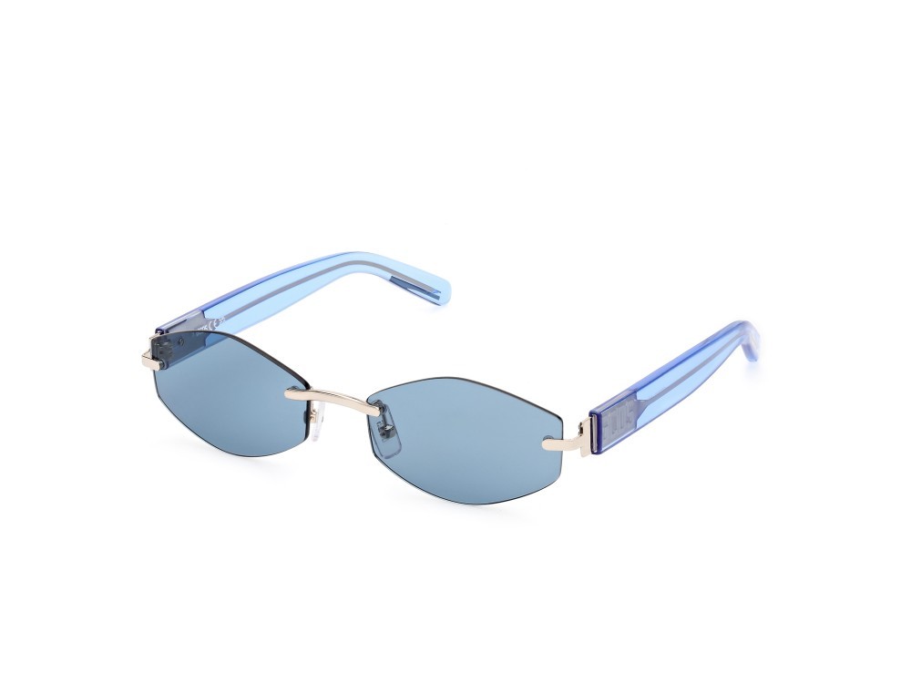 Occhiali da sole GCDS GD0040 (32V) colore oro pallido lucido - azzurro lucido forma geometrico lenti blu