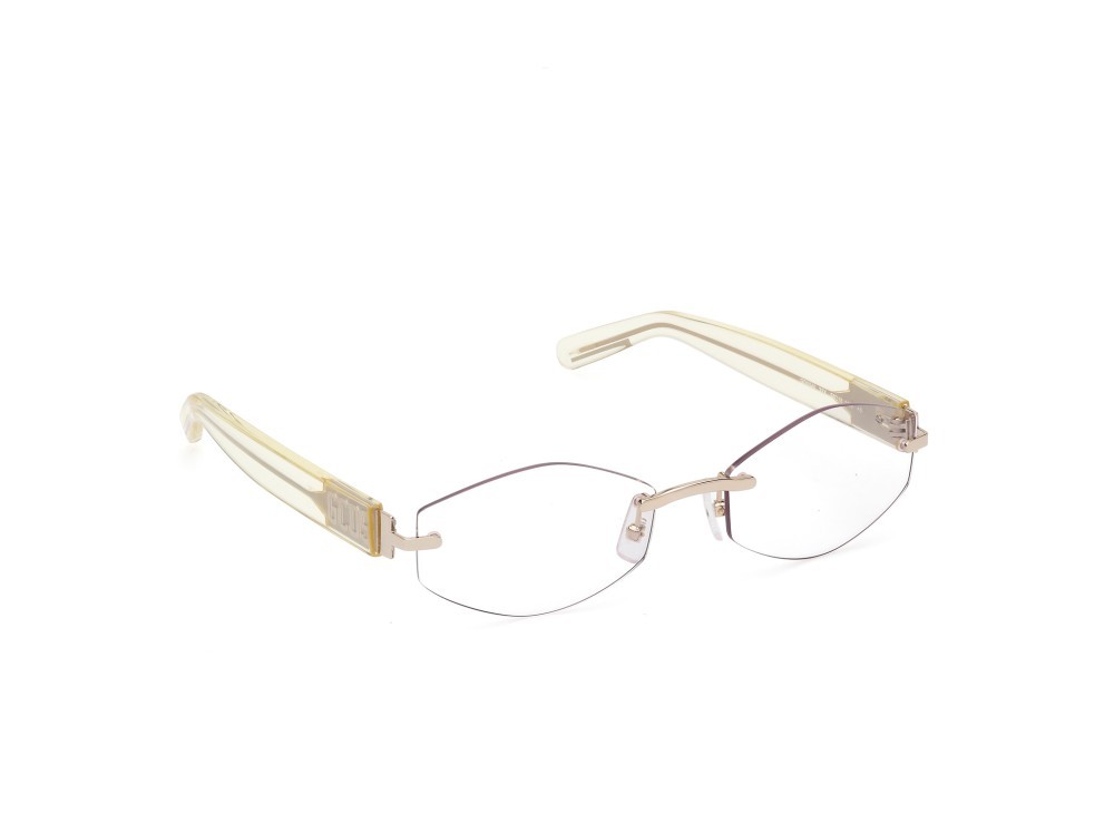 Sonnenbrillen GCDS GD0040 (32X) farbe oro pallido lucido - giallo chiaro lucido form geometrisch gläser blu