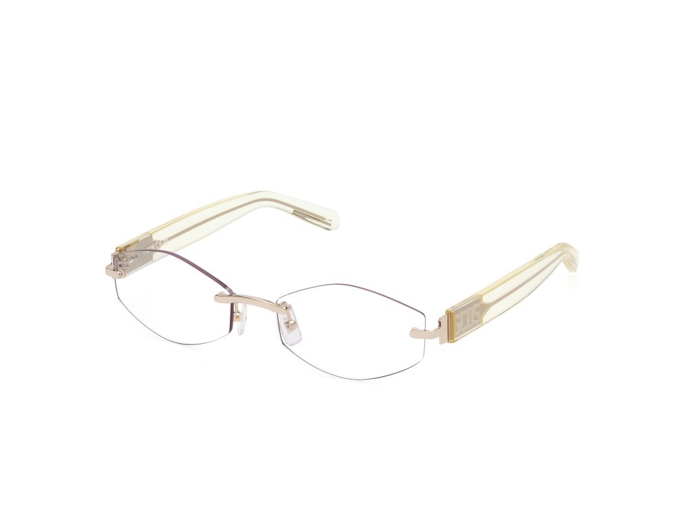 Sonnenbrillen GCDS GD0040 (32X) farbe oro pallido lucido - giallo chiaro lucido form geometrisch gläser blu