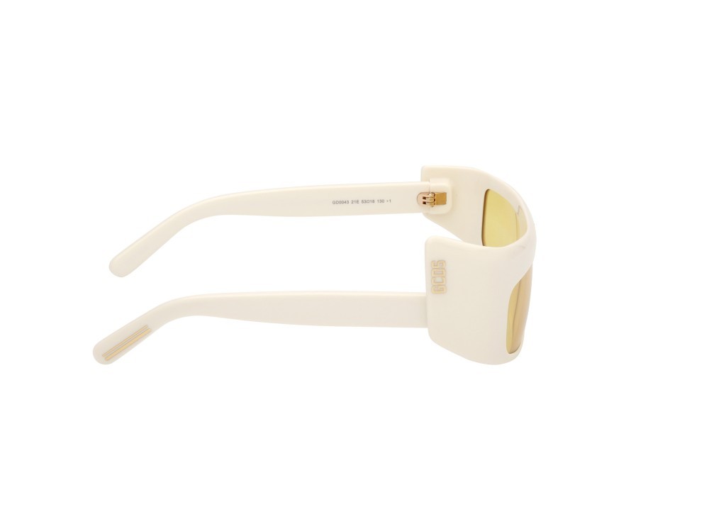 Sonnenbrillen GCDS GD0043 (21E) farbe bianco lucido form geometrisch gläser marrone