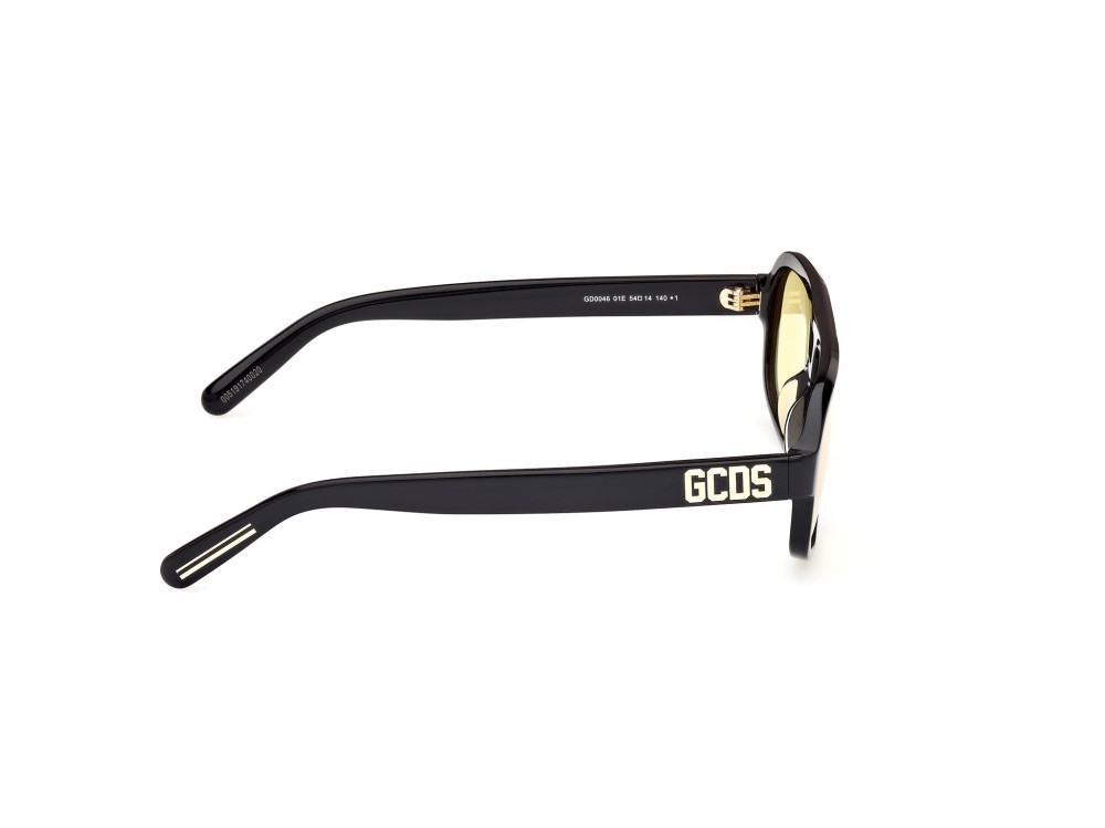 Sonnenbrillen GCDS GD0046 (01E) farbe nero lucido form aviator gläser marrone