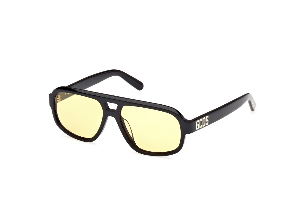 Sonnenbrillen GCDS GD0046 (01E) farbe nero lucido form aviator gläser marrone