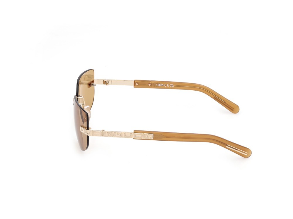 Sunglasses GCDS GD0052 (32J) color oro pallido lucido shape rectangle lenses roviex