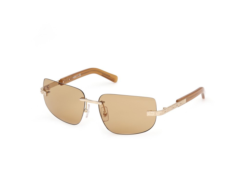 Sunglasses GCDS GD0052 (32J) color oro pallido lucido shape rectangle lenses roviex