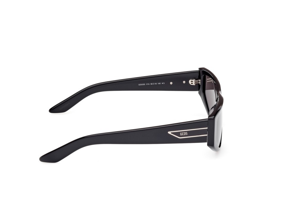 Sunglasses GCDS GD0055 (01A) color nero lucido shape geometric lenses fumo