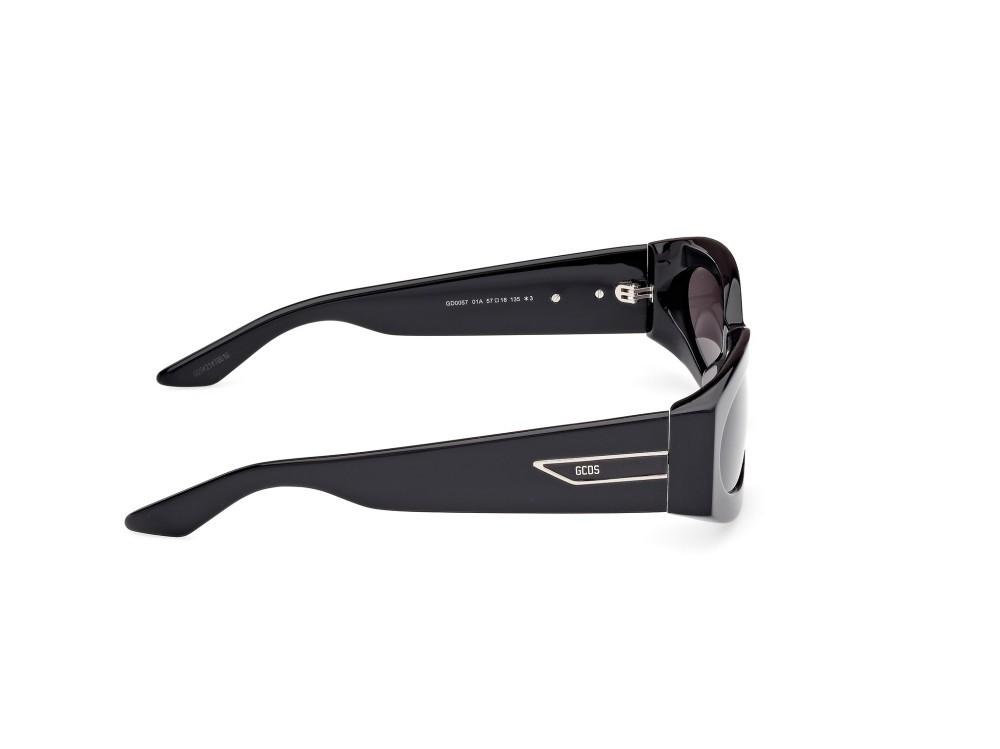 Sunglasses GCDS GD0057 (01A) color nero lucido shape geometric lenses fumo