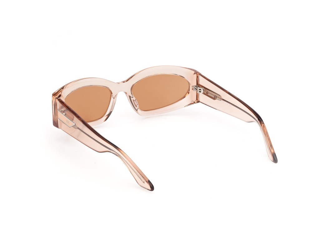 Sunglasses GCDS GD0057 (72E) color rosa chiaro lucido shape geometric lenses marrone