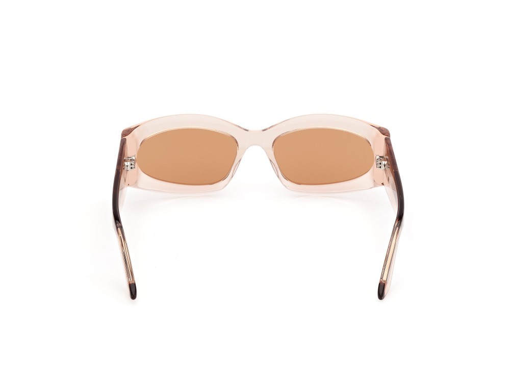 Sunglasses GCDS GD0057 (72E) color rosa chiaro lucido shape geometric lenses marrone