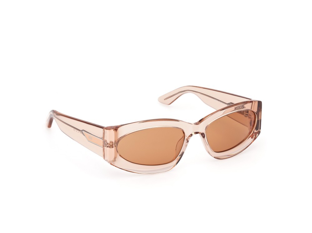 Sunglasses GCDS GD0057 (72E) color rosa chiaro lucido shape geometric lenses marrone