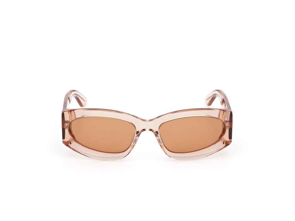 Sunglasses GCDS GD0057 (72E) color rosa chiaro lucido shape geometric lenses marrone