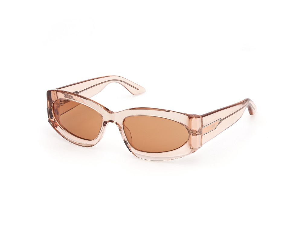 Sunglasses GCDS GD0057 (72E) color rosa chiaro lucido shape geometric lenses marrone
