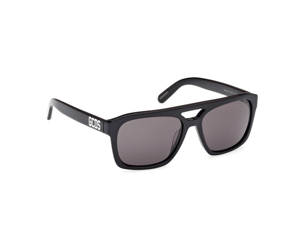 Sunglasses GCDS GD0058 (01A) color nero lucido shape navigator lenses fumo