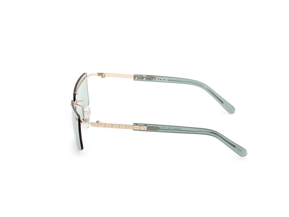 Sunglasses GCDS GD0061 (32N) color oro pallido lucido - verde chiaro lucido shape rectangle lenses verde