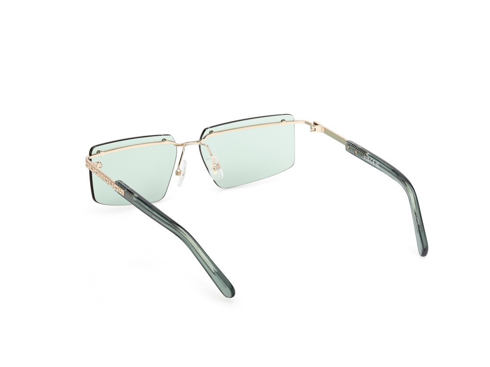 Sunglasses GCDS GD0061 (32N) color oro pallido lucido - verde chiaro lucido shape rectangle lenses verde
