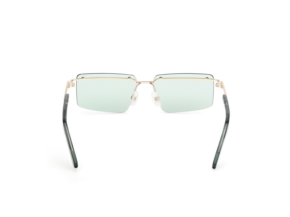 Sunglasses GCDS GD0061 (32N) color oro pallido lucido - verde chiaro lucido shape rectangle lenses verde