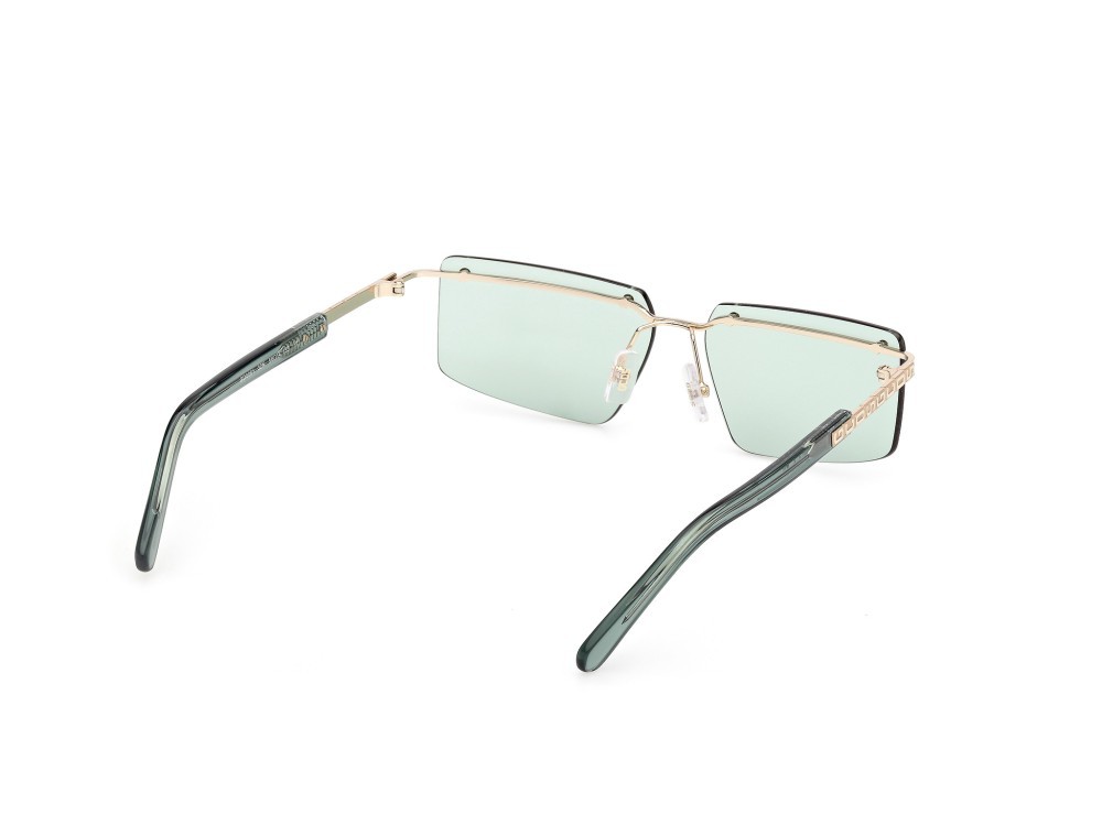 Sunglasses GCDS GD0061 (32N) color oro pallido lucido - verde chiaro lucido shape rectangle lenses verde