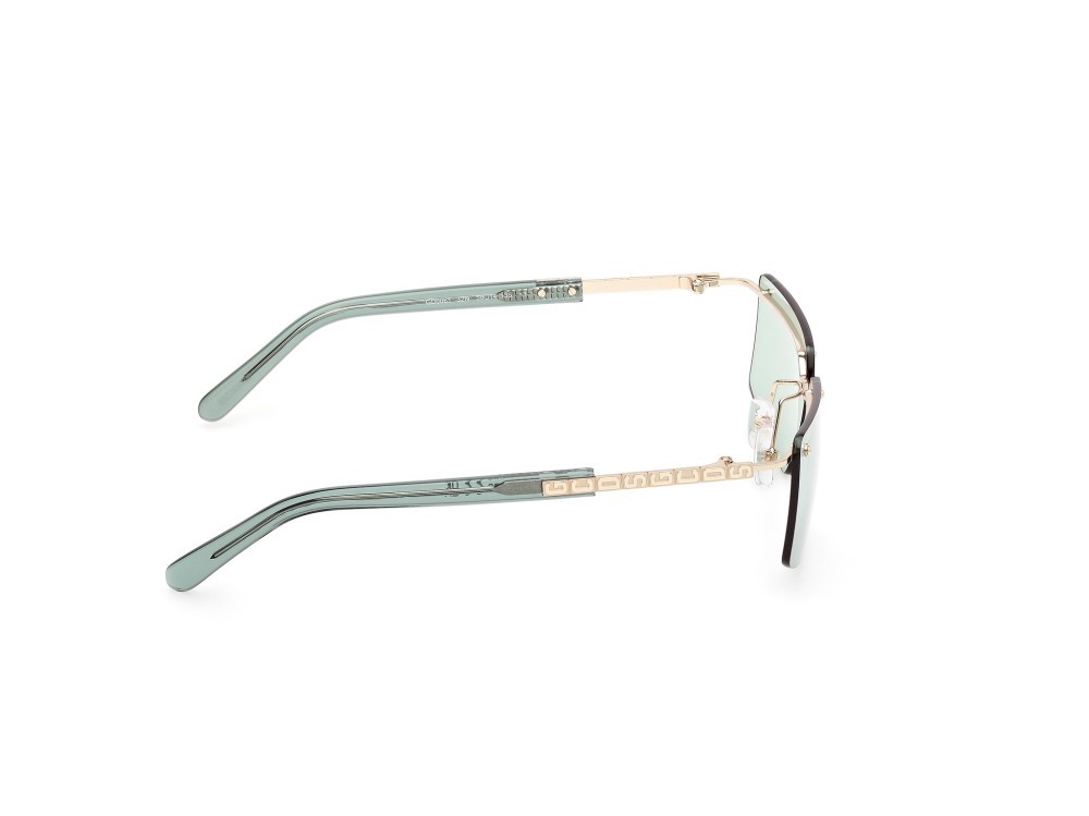 Sunglasses GCDS GD0061 (32N) color oro pallido lucido - verde chiaro lucido shape rectangle lenses verde