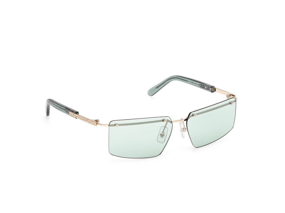 Sunglasses GCDS GD0061 (32N) color oro pallido lucido - verde chiaro lucido shape rectangle lenses verde