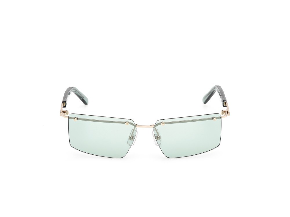 Sunglasses GCDS GD0061 (32N) color oro pallido lucido - verde chiaro lucido shape rectangle lenses verde